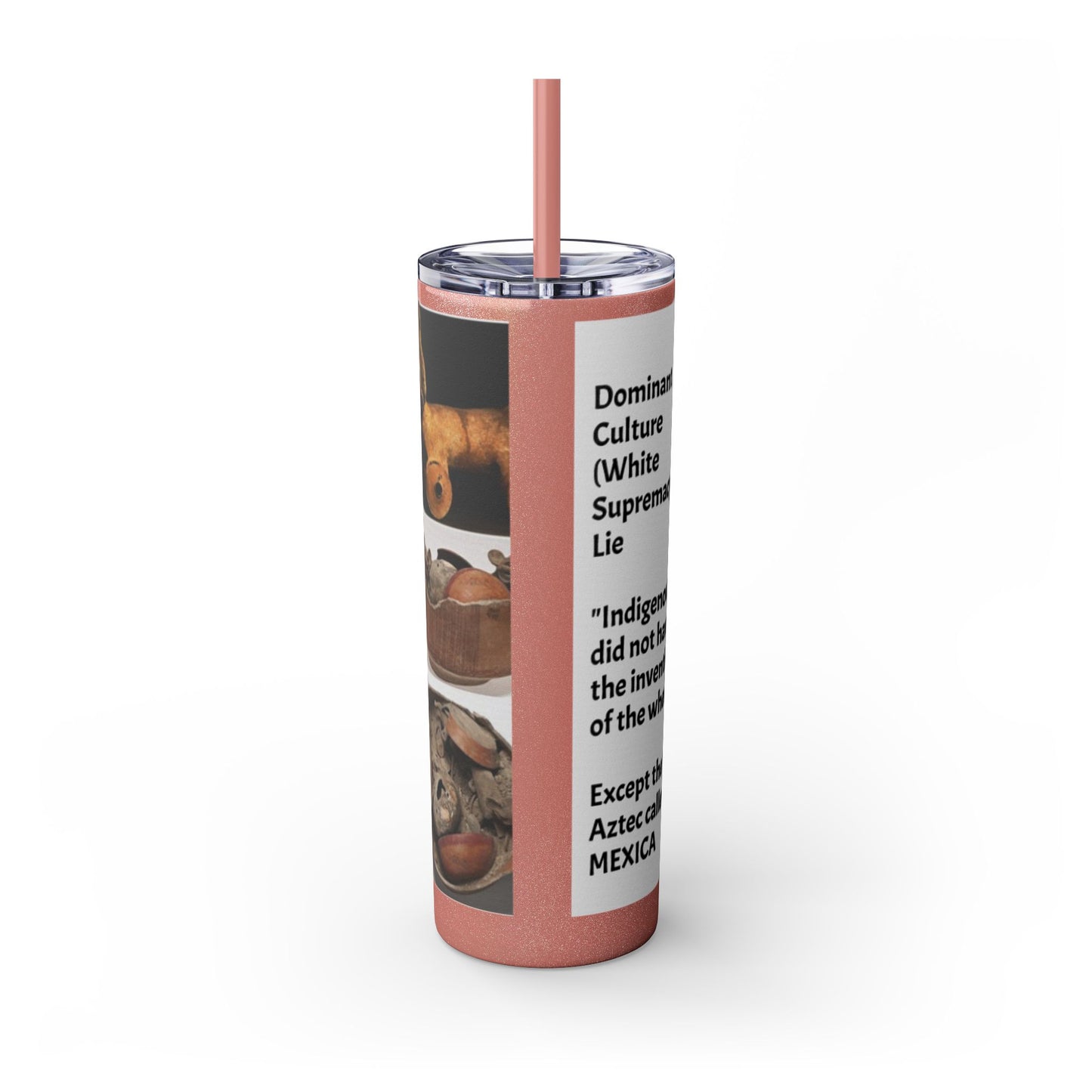 Aztec 20oz Skinny Tumbler - Educational Indigenous Artifacts Design