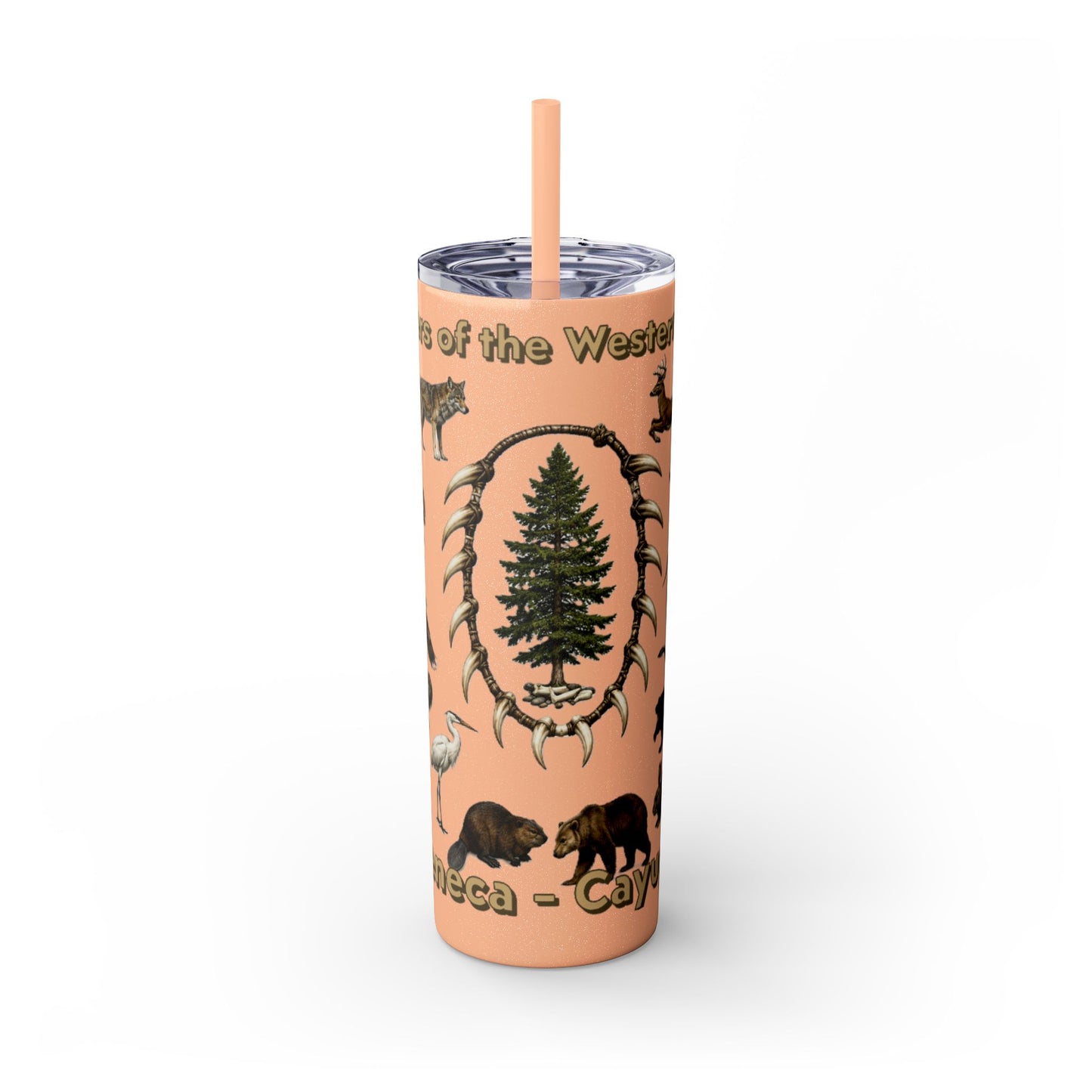 Seneca Cayuga Skinny Tumbler with Straw, 20oz