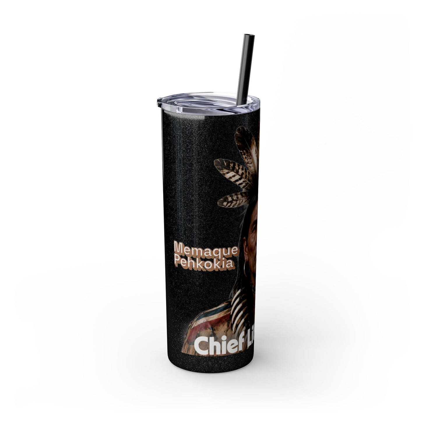 Miami 20oz Skinny Tumbler with Straw — Native Chief Portrait Travel Cup