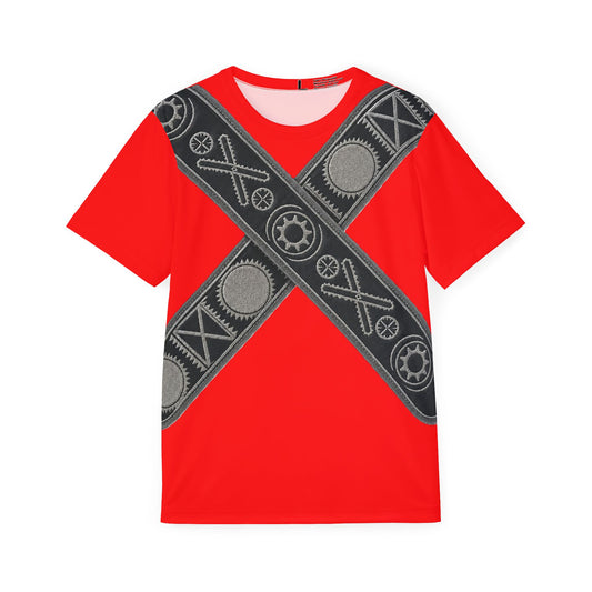 Bandolier Red Athletic Jersey with Mechanical Gear Cross Design
