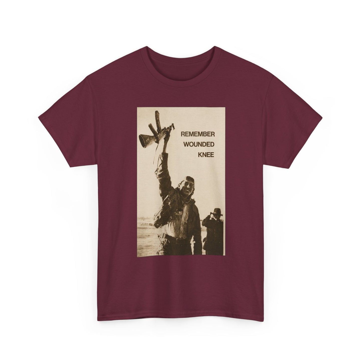 T-Shirt — 'Remember Wounded Knee' Historical Protest Tee with Arrow Emblem