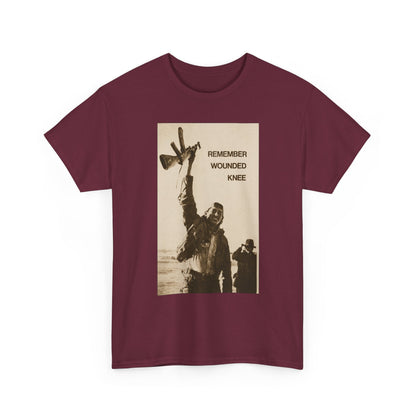 T-Shirt — 'Remember Wounded Knee' Historical Protest Tee with Arrow Emblem