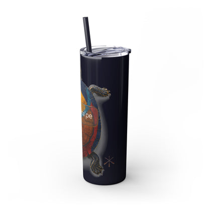 Delaware West Turtle Skinny Tumbler 20oz — Colorful Sea Turtle Travel Cup with Straw