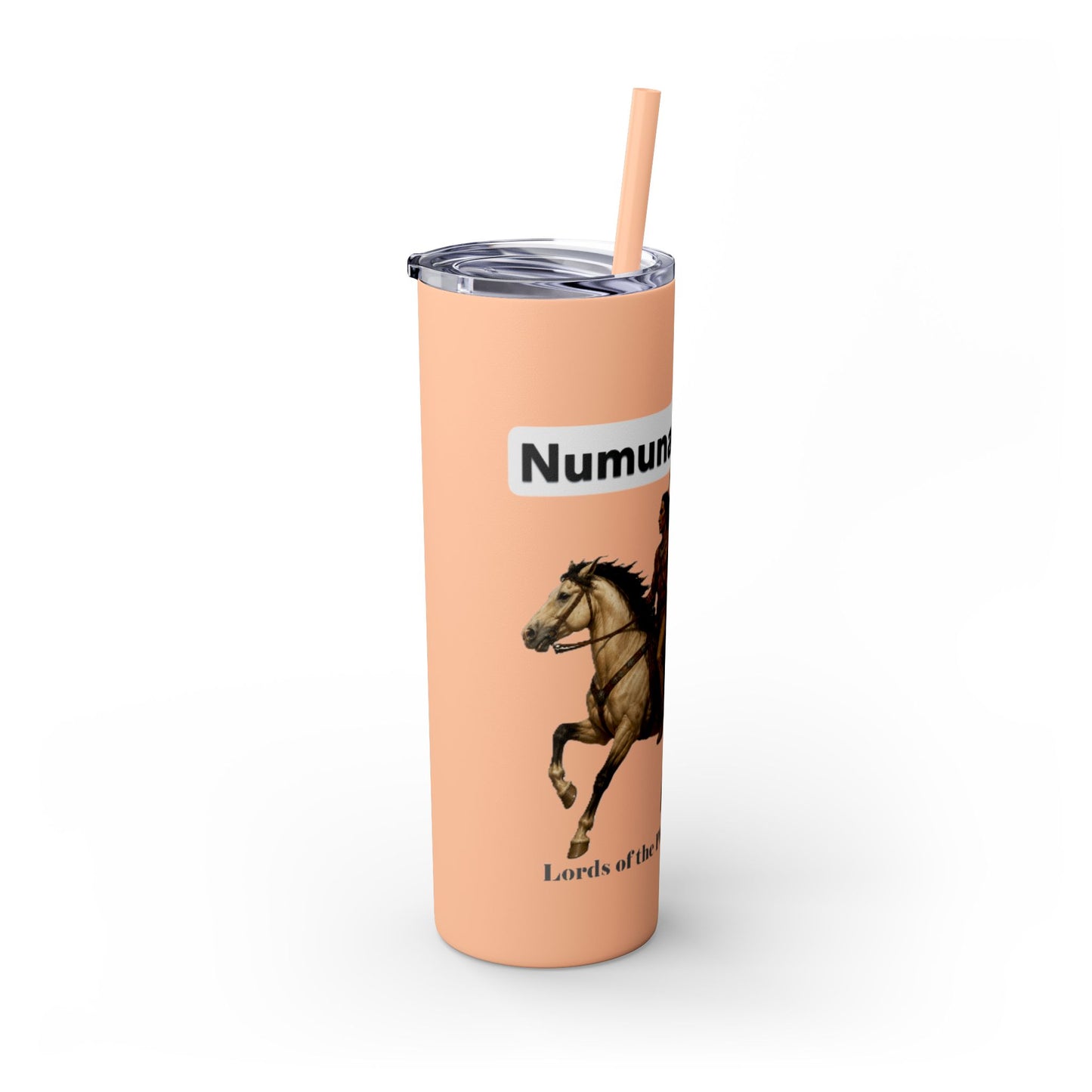 Comanche Numunah Warrior Horse 20oz Skinny Tumbler with Straw — Native American Inspired Travel Cup