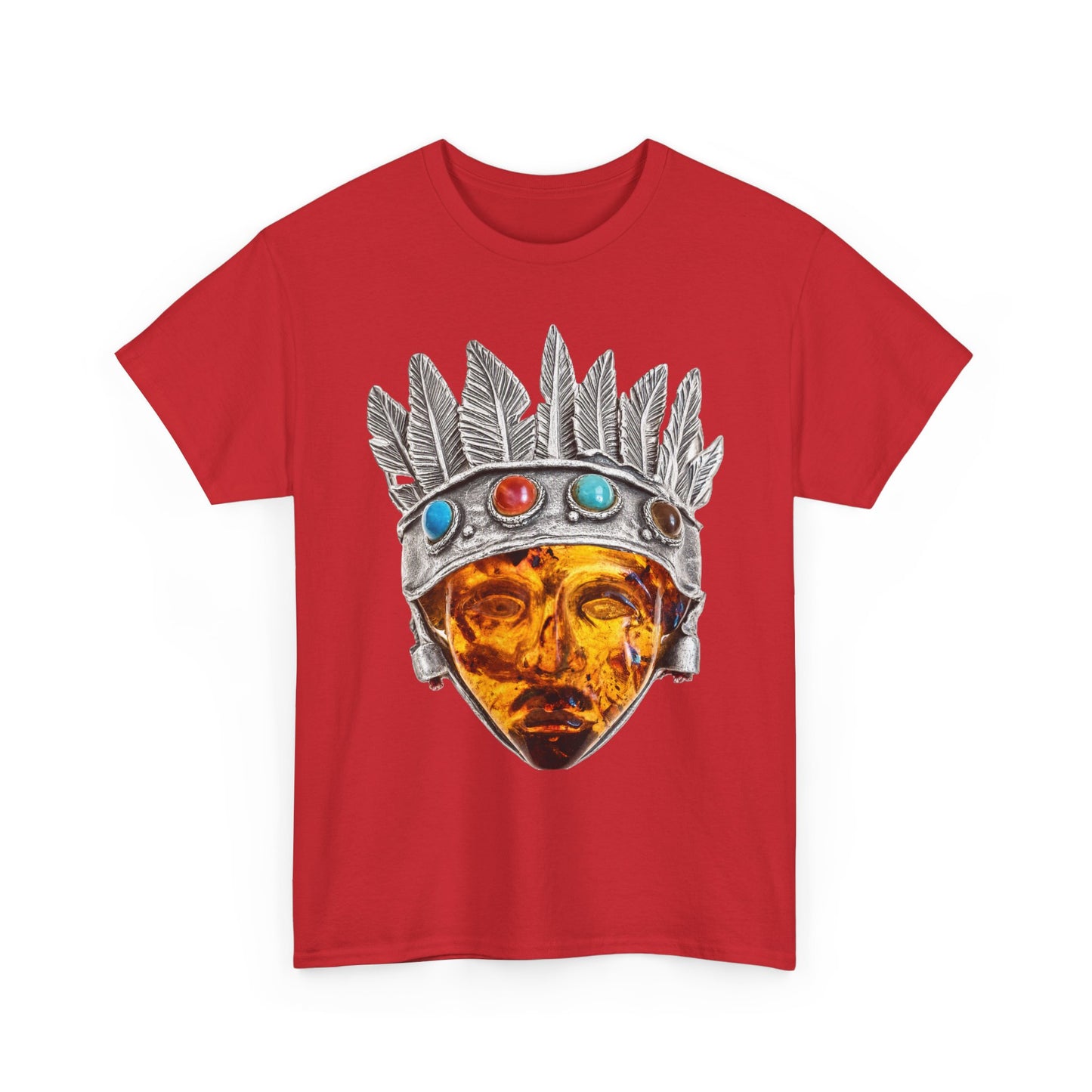 Tribal Crown Mask Tee — Vintage Gemstone Headdress Graphic T-Shirt