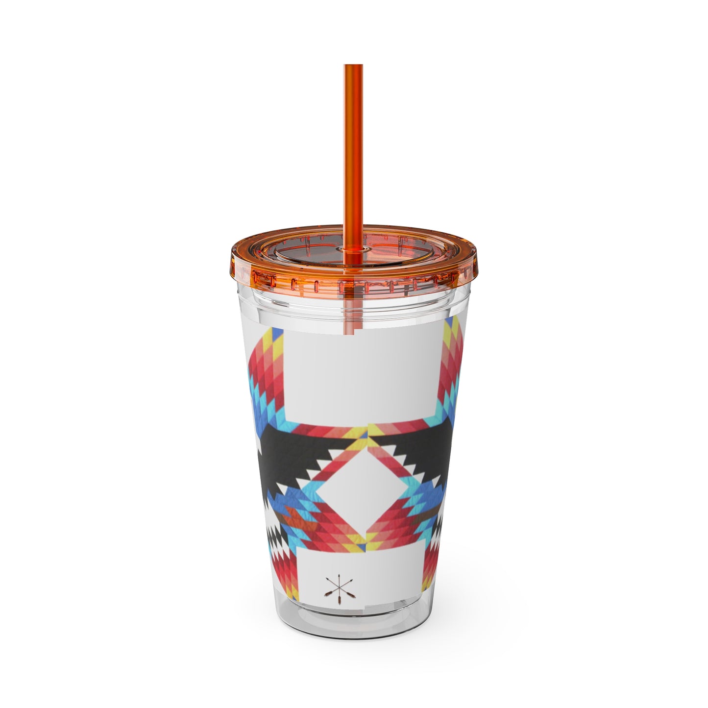 Onci 16oz Sunsplash Tumbler with Straw — Southwestern Eagle Pattern, Insulated Travel Cup