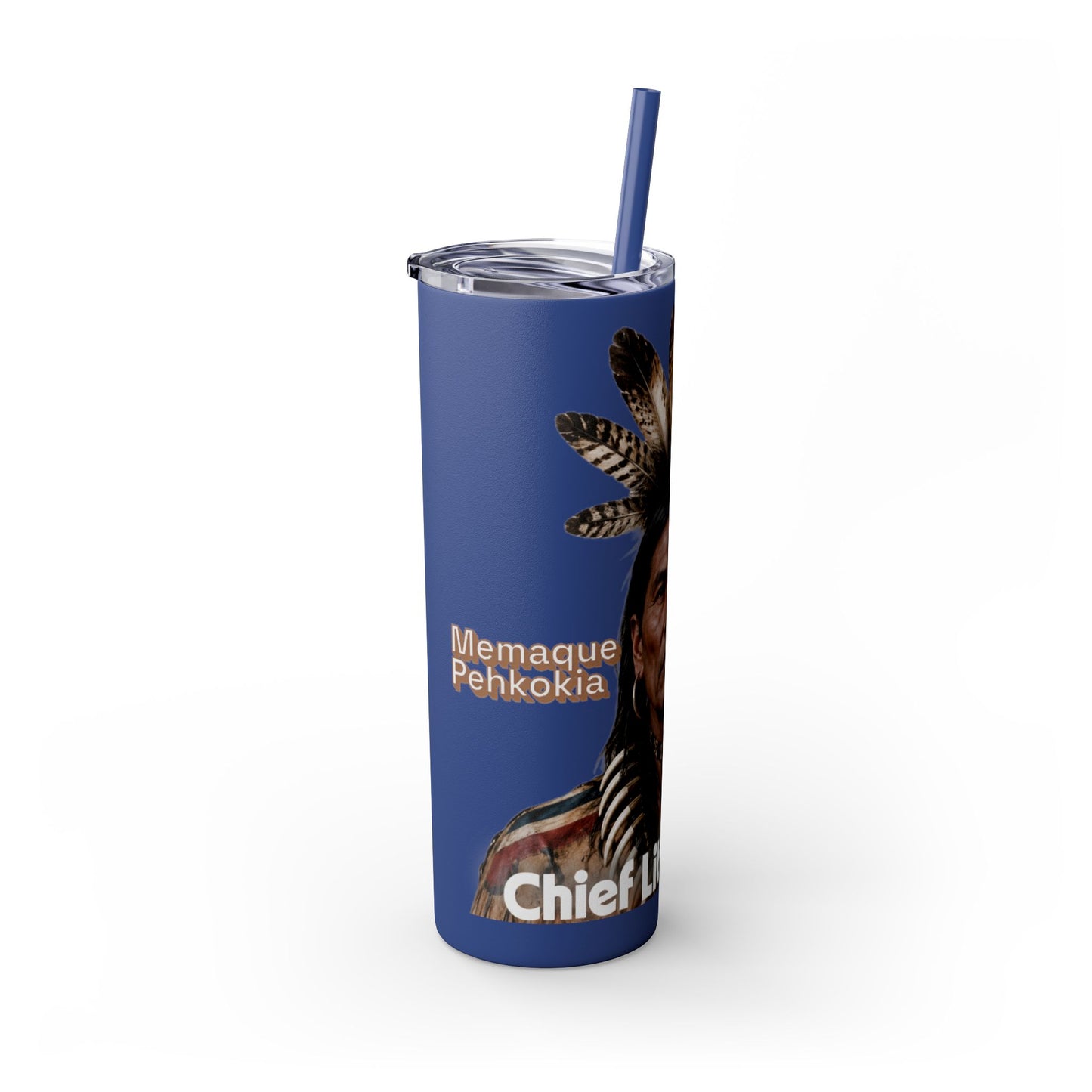 Miami 20oz Skinny Tumbler with Straw — Native Chief Portrait Travel Cup