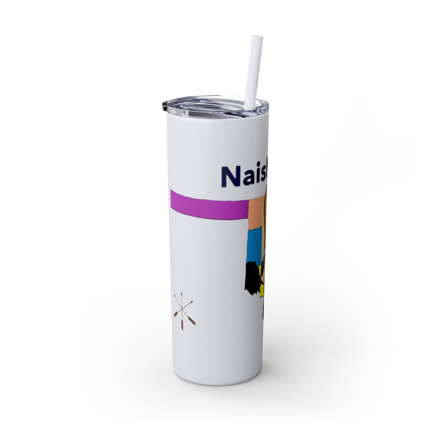 Apache 20oz Skinny Tumbler with Straw — Colorful Retro Design "Naishade"