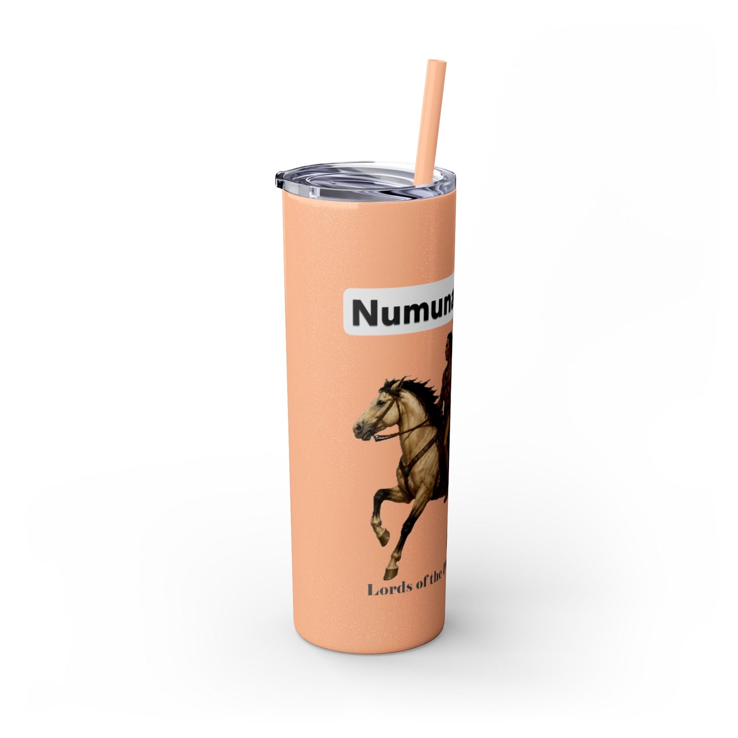 Comanche Numunah Warrior Horse 20oz Skinny Tumbler with Straw — Native American Inspired Travel Cup