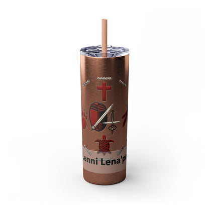 Delaware East Personalized 20oz Skinny Tumbler with Straw — Custom Name Tribal Crest Design