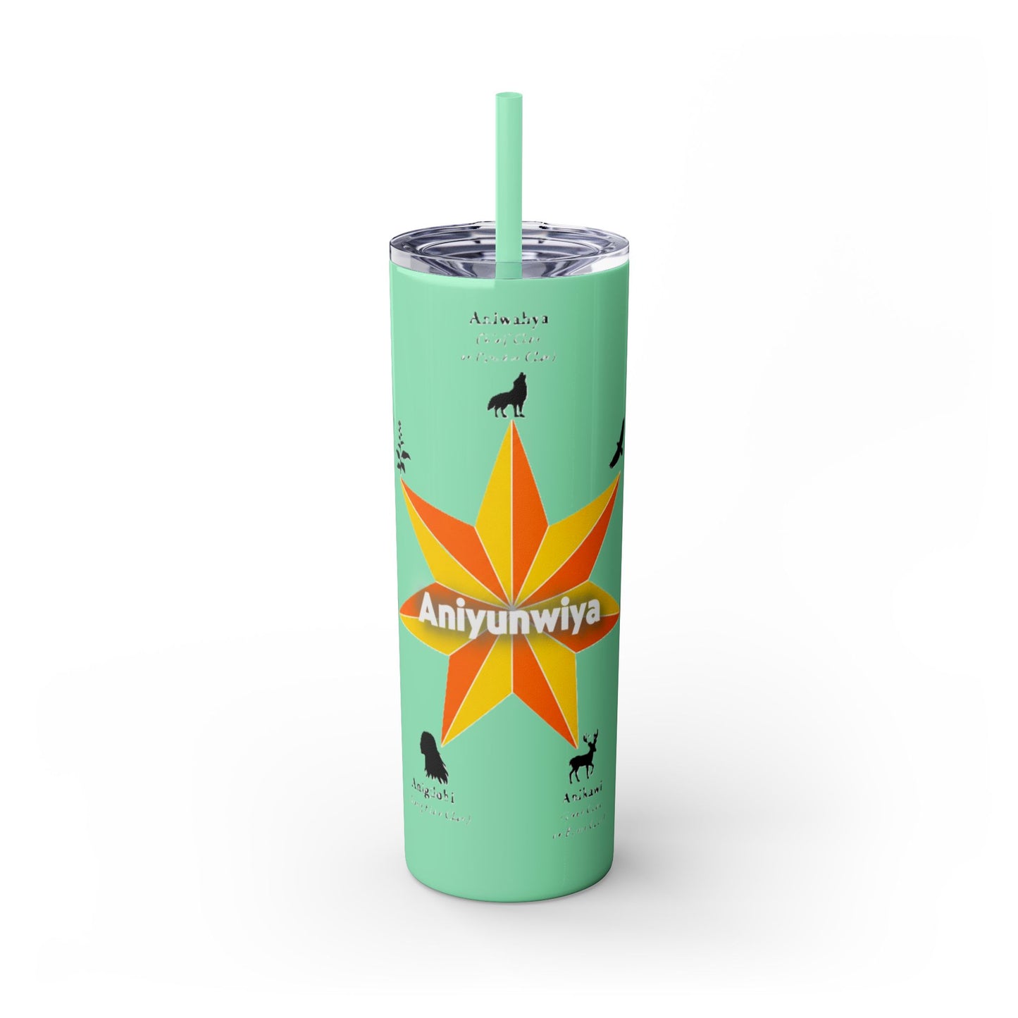 Cherokee 20oz Skinny Tumbler - Aniyunwiya Star Design with Straw
