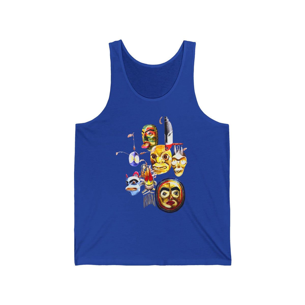 Native Mask & Arrow Tank Top — Tribal Mask Art Graphic Tank