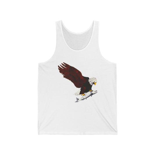 Eagle & Salmon Tank Top — Vintage Patriotic Graphic Muscle Tee