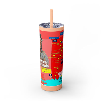 Opothleyahola Skinny Tumbler – Colorful Native American Portrait Design, 20oz Stainless Straw Cup