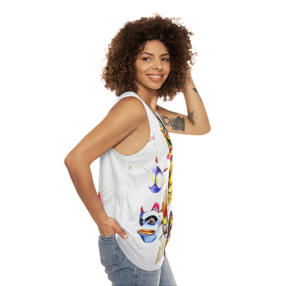 Mask Collage Tank Top — Colorful Tribal & Folk Mask Art All-Over Print