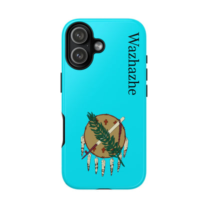 Osage Phone Case — Wazhahze Tribal Shield Design (Native Feather & Tomahawk)