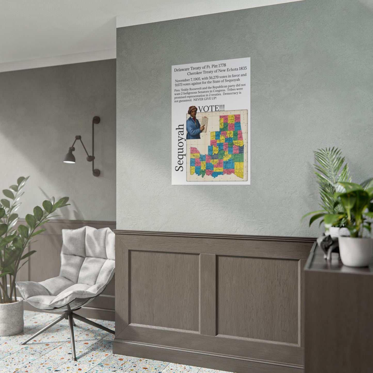 Sequoyah Historical Map Poster — Treaty of Ft. Pitt & New Echota (Rolled Poster)