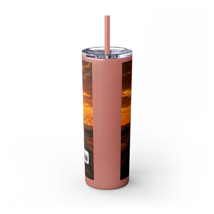 Ponca Sunset Teepee Skinny Tumbler — 20oz Insulated Straw Cup