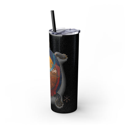 Delaware West Turtle Skinny Tumbler 20oz — Colorful Sea Turtle Travel Cup with Straw