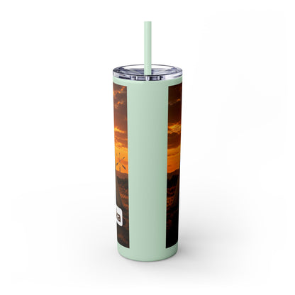 Ponca Sunset Teepee Skinny Tumbler — 20oz Insulated Straw Cup