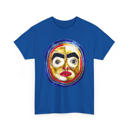 Moon Mask Art Tee — Colorful Surreal Face Graphic T-Shirt