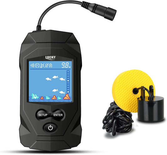 Portable Fish Finders Wired Transducer Kayak Fish Finder Kit Portable Depth Finder LCD Display for Kayak Boat Ice Fishing