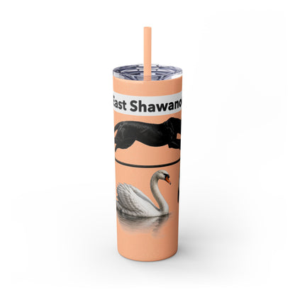 Shawnee East Skinny 20oz Tumbler with Straw — East Shawano River Swan & Otter Design