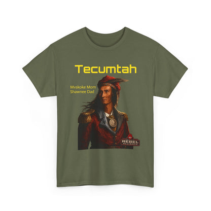 Tecumtah Native American Portrait T‑Shirt — Mvskoke Mom/Shawnee Dad Heritage Tee