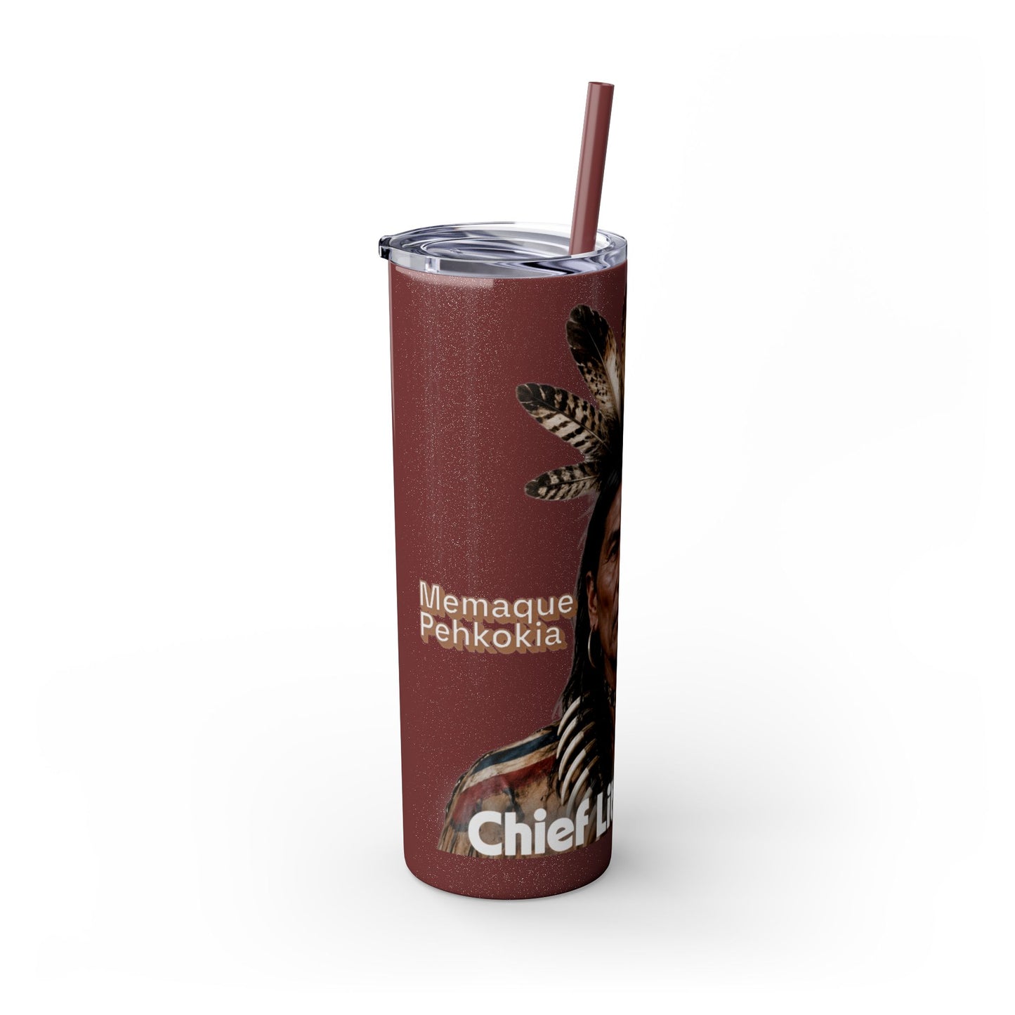 Miami 20oz Skinny Tumbler with Straw — Native Chief Portrait Travel Cup