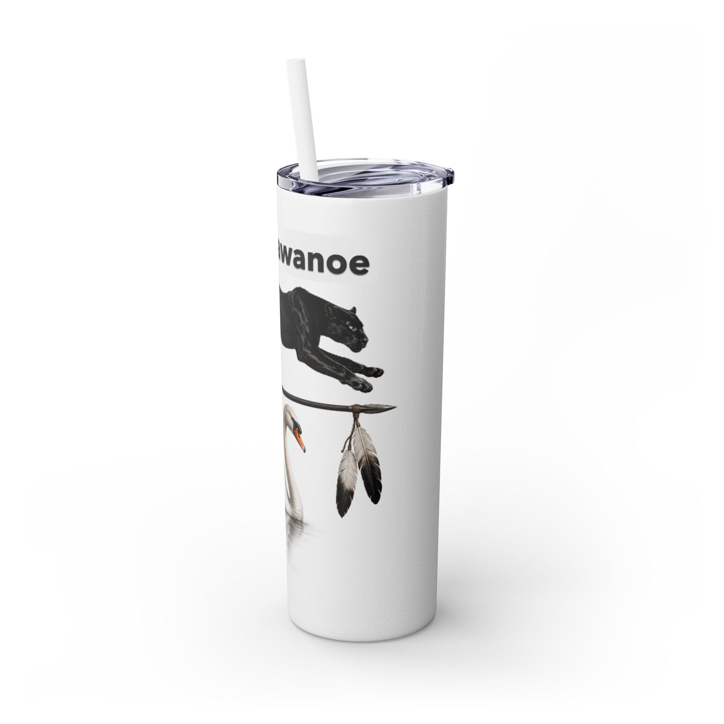 Shawnee East Skinny 20oz Tumbler with Straw — East Shawano River Swan & Otter Design