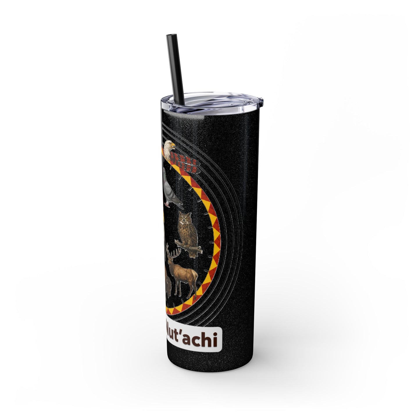 Otoe Missouria Native Animal Medicine Wheel 20oz Skinny Tumbler with Straw
