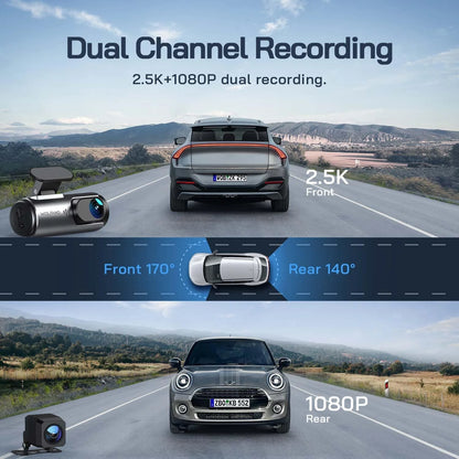 Dash Cam Front and Rear 4K Front 1080P Rear, Dual Dash Camera with 3" IPS Screen, 170° Wide Angle, Night Vision, G-Sensor, Loop Recording, Parking Monitor, Supports 128GB