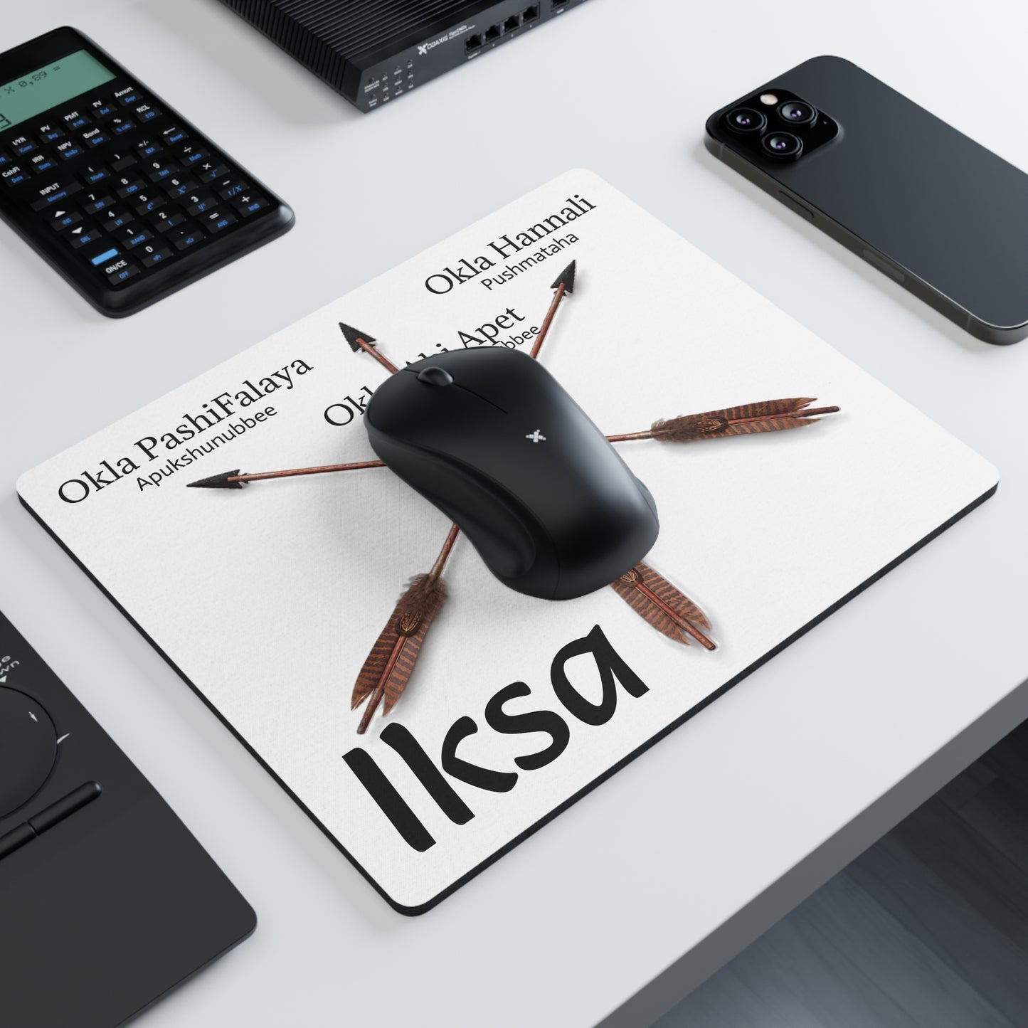 Choctaw Clan Arrows Rectangular Mouse Pad — Okla PashiFalaya, Okla Hannali, Okla Ahi Apet Design
