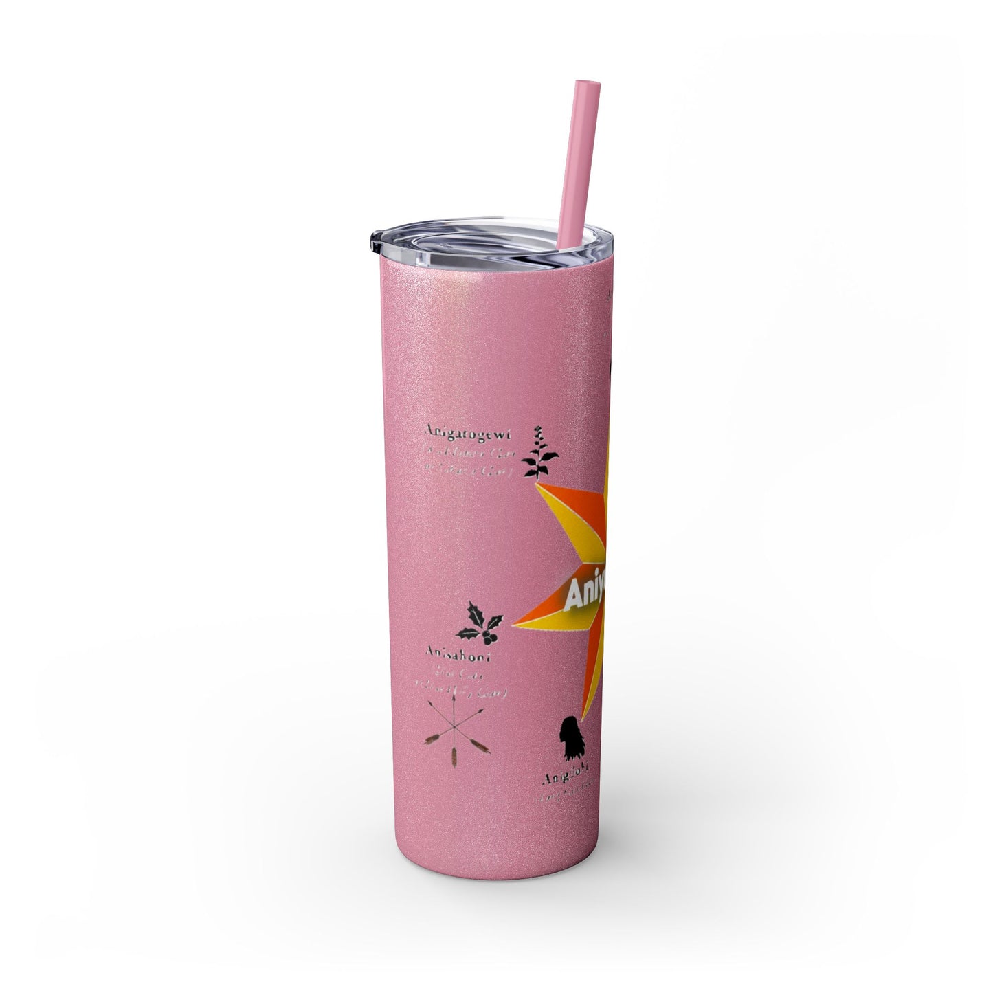 Cherokee 20oz Skinny Tumbler - Aniyunwiya Star Design with Straw