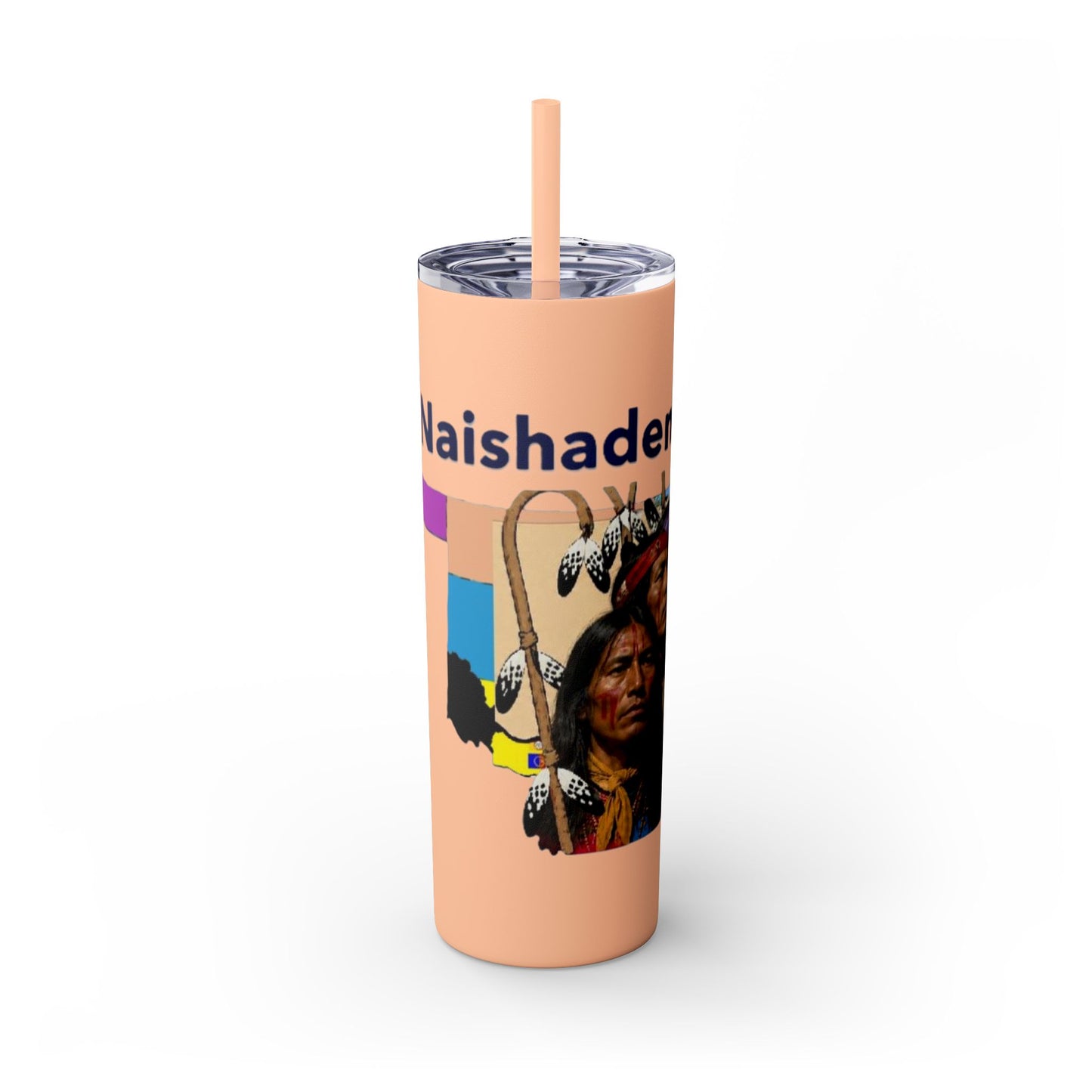 Apache 20oz Skinny Tumbler with Straw — Colorful Retro Design "Naishade"