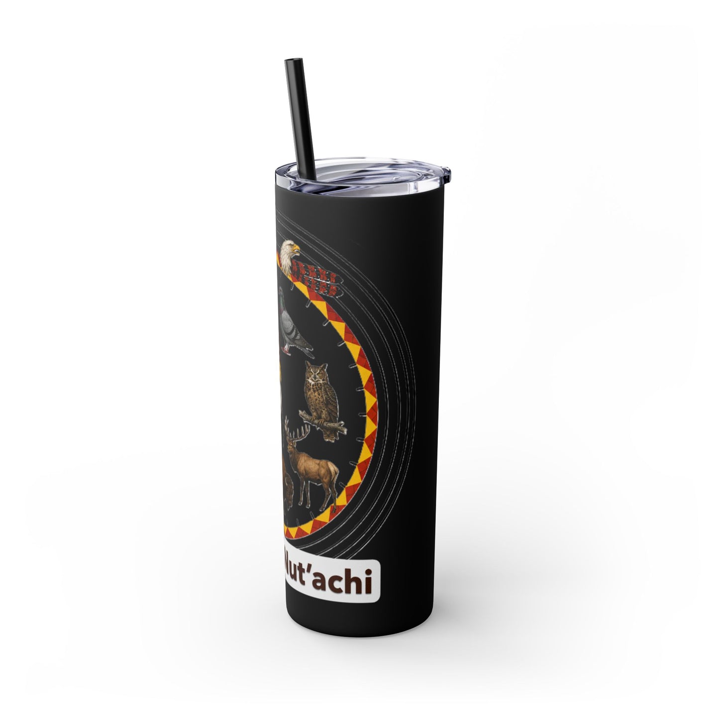 Otoe Missouria Native Animal Medicine Wheel 20oz Skinny Tumbler with Straw