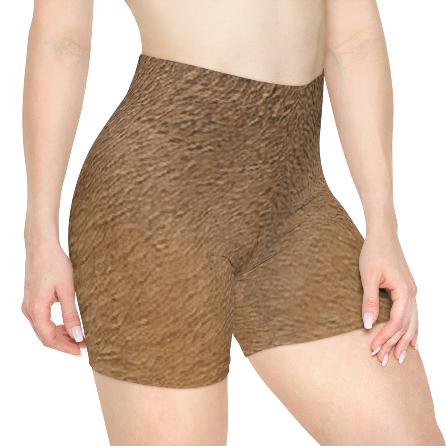 Deer Lady Print Women's Biker Shorts – Cozy Animal Texture AOP