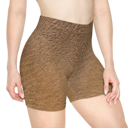 Deer Lady Print Women's Biker Shorts – Cozy Animal Texture AOP