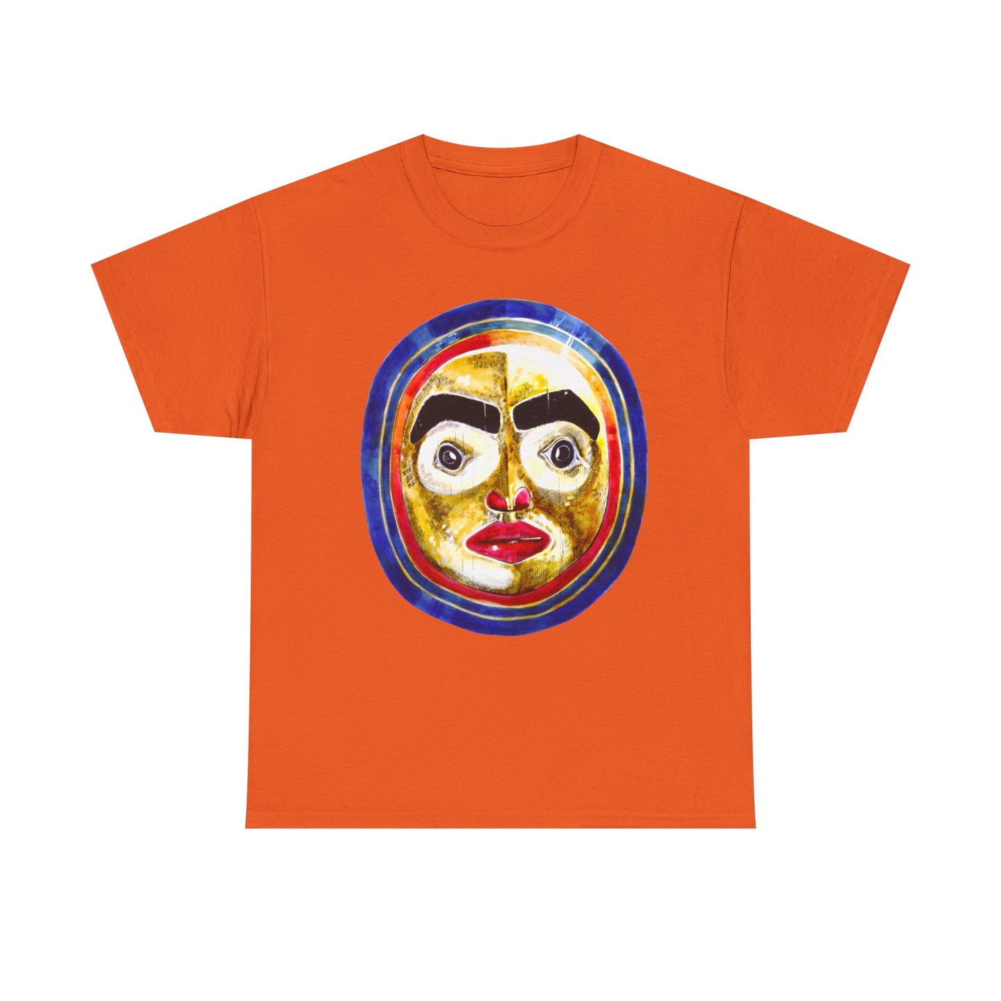 Moon Mask Art Tee — Colorful Surreal Face Graphic T-Shirt