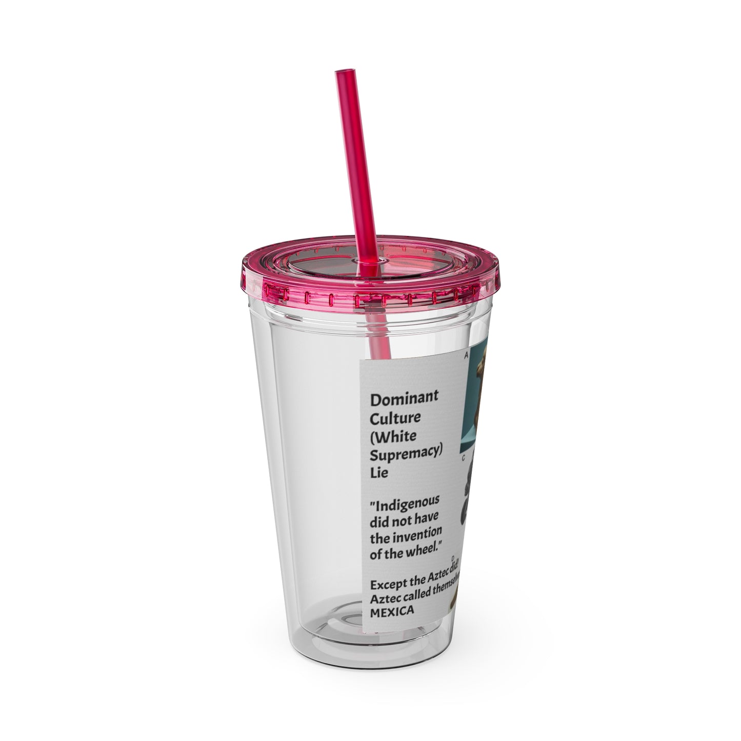 Aztec Sunsplash 16oz Insulated Straw Tumbler — Historical Artifact Illustration Design