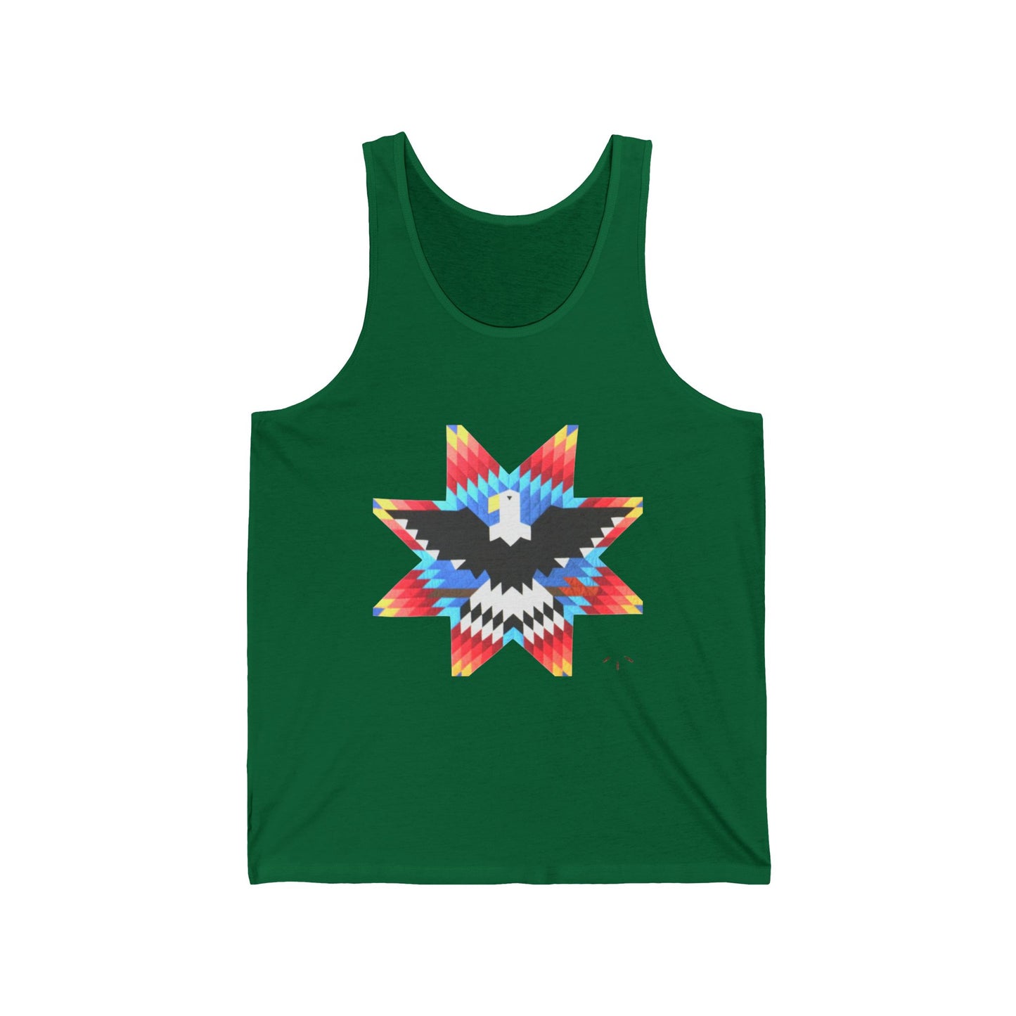 Native-Inspired Eagle Star Tank Top — Geometric Tribal Arrow Back Graphic