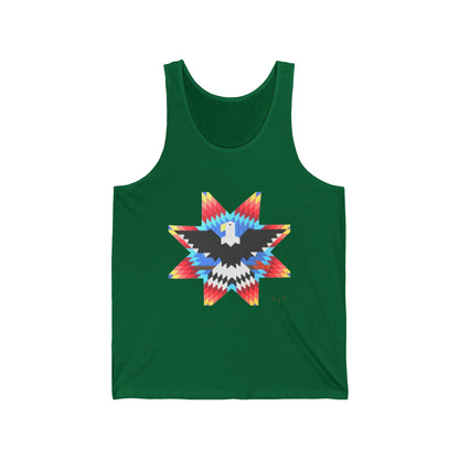 Native-Inspired Eagle Star Tank Top — Geometric Tribal Arrow Back Graphic
