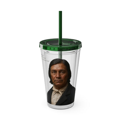 Chitto Harjo 16oz Portrait Tumbler with Straw — Historical Figure Illustration