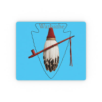 Osage Wazhazhe Feather & Peace Pipe Mouse Pad — Native Heritage Rectangular Desk Mat