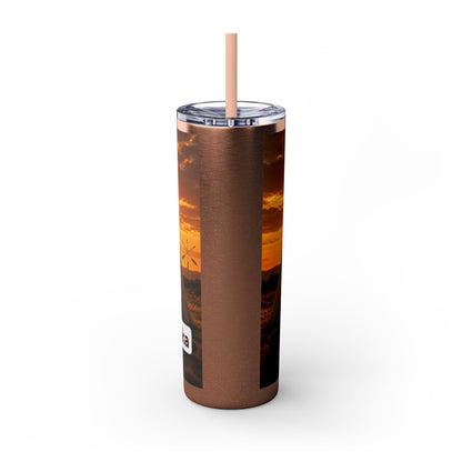 Ponca Sunset Teepee Skinny Tumbler — 20oz Insulated Straw Cup