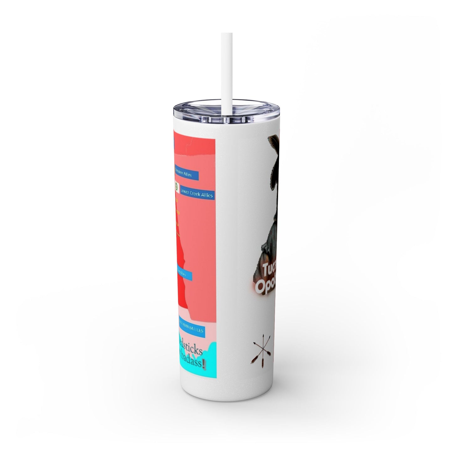 Opothleyahola Skinny Tumbler – Colorful Native American Portrait Design, 20oz Stainless Straw Cup