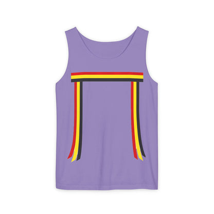 Ribbon shirt inspired Tank Top — Red Black Gold Striped Graphic Tank