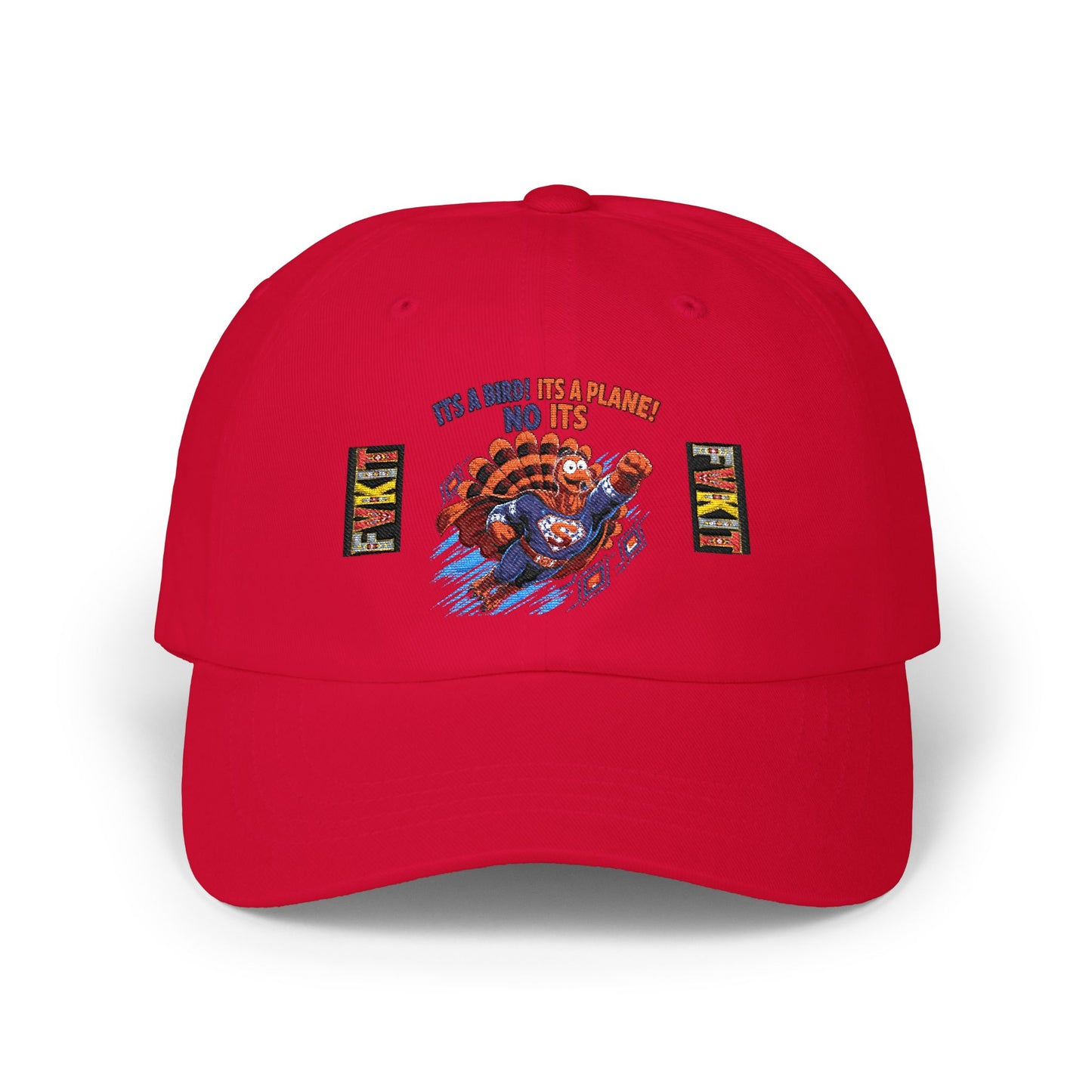 Turkey Dad Cap with Retro Turkey 'It’s A Murder, It’s A Massacre, No It’s' Graphic — Thanksgiving Hat