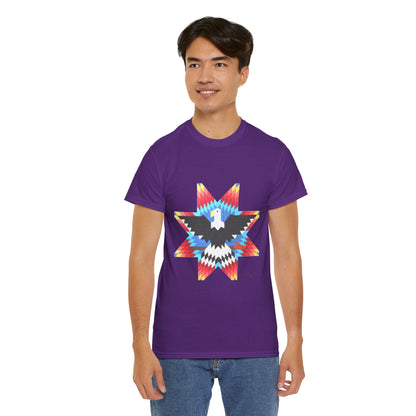 T-Shirt — Colorful Native Star Eagle Graphic Tee (Front Eagle Star, Back Crossed Arrows)