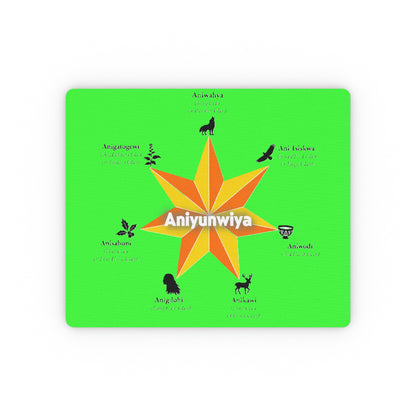 Cherokee Aniyunwiya Compass Mouse Pad — Bright Cherokee Seven Clans Design